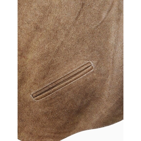 AJ Genuine Suede Leather Vest Western Cowboy Boho Fringe Look Men’s L Brown Line - Picture 5 of 8